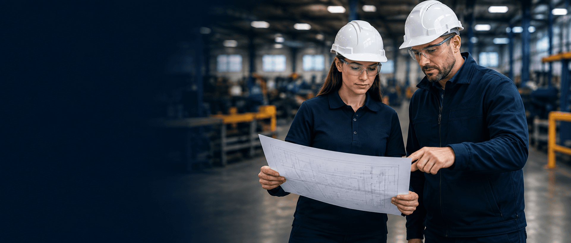 Engineers reviewing plans